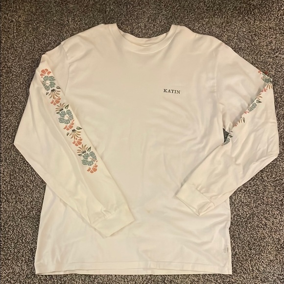 Katin Other - Katin White Long Sleeve Tee with Floral Accents